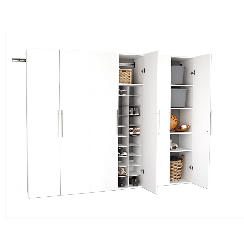 Prepac HangUps 30 Wall Mounted Garage Storage Wood Shoe Cabinet in White