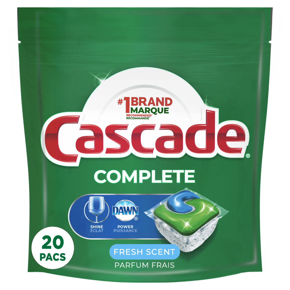  PGT99757  Cascade - ActionPacs Détergent pour lave-vaisselle  Complete - Parfum Fresh - Paquet de 20