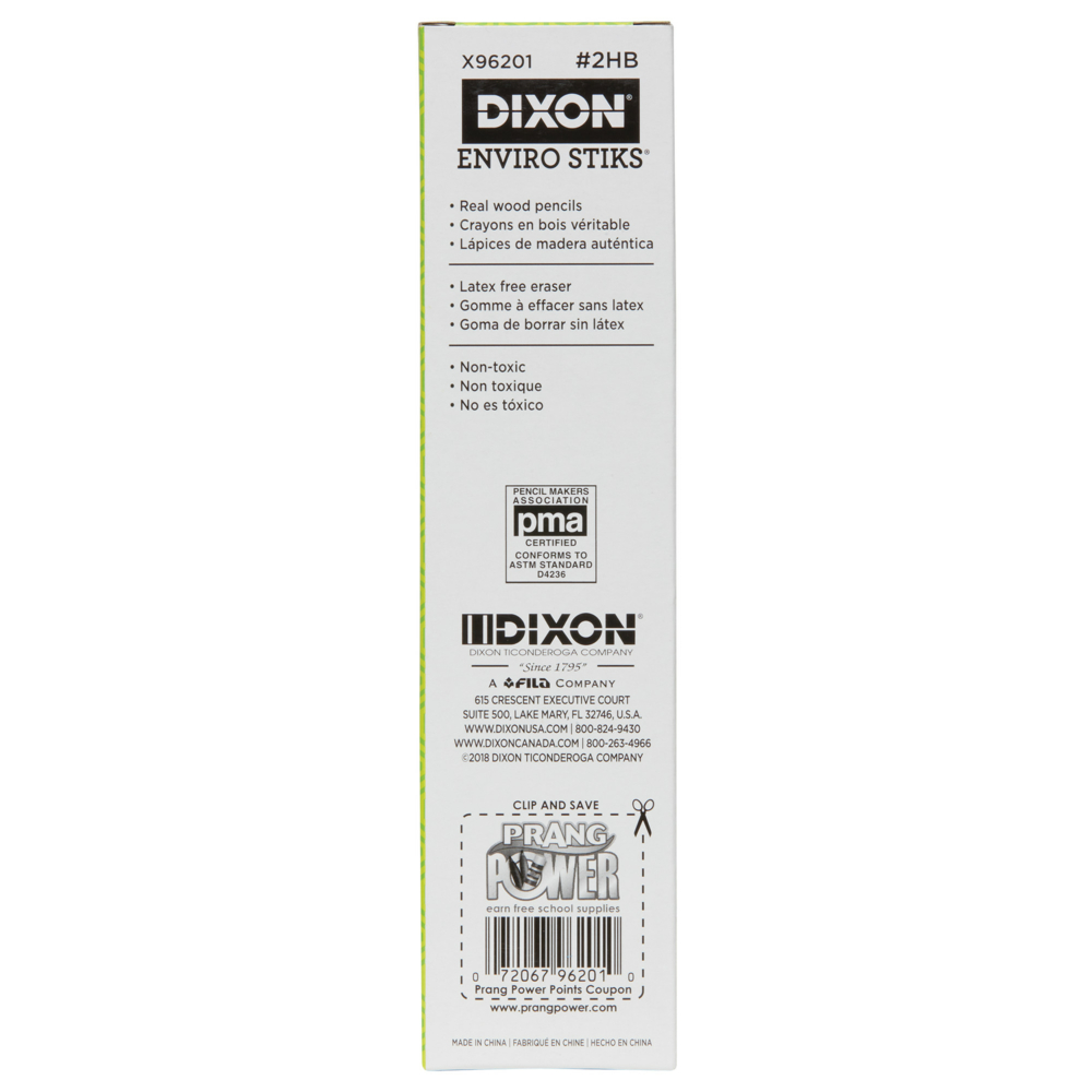 Dixon Ticonderoga Pencils, #2, Natural Wood EnviroStiks - 12 count