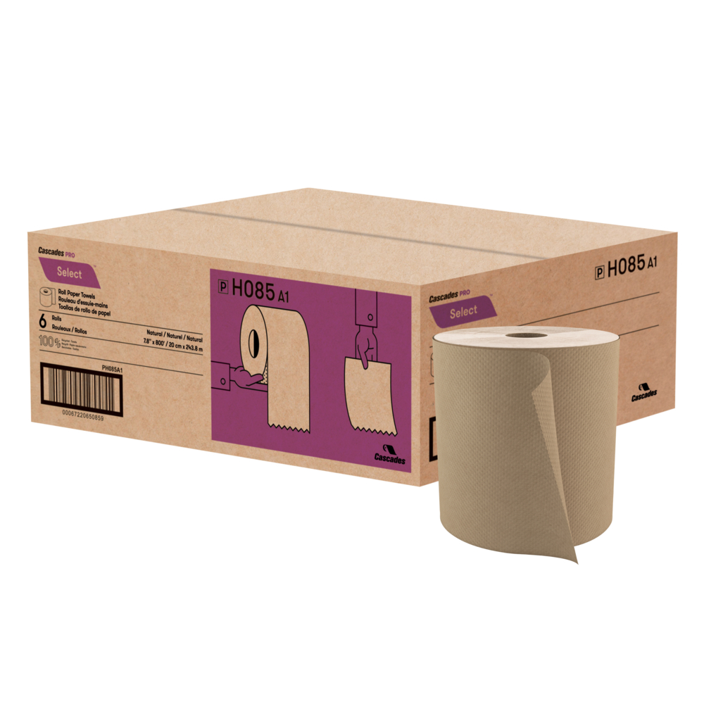 CL980N Clea Premium Recycled Controlled use Roll Towel, Natural, 8  6x925'/roll 6 rolls/case - C506