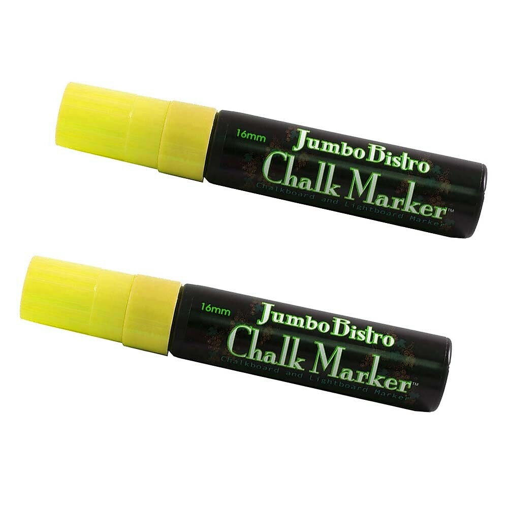  JPD526481NYA  Marvy Uchida Jumbo-Point Liquid Chalk Markers -  Erasable - Dustless - Neon Yellow - 2 Pack