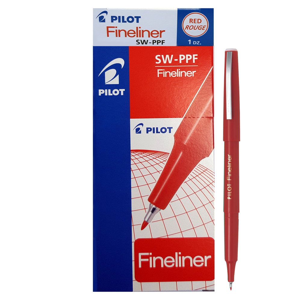  PILSWPPRDBX  Pilot - Stylos Fineliner, 1,2 mm, rouge, paq./12