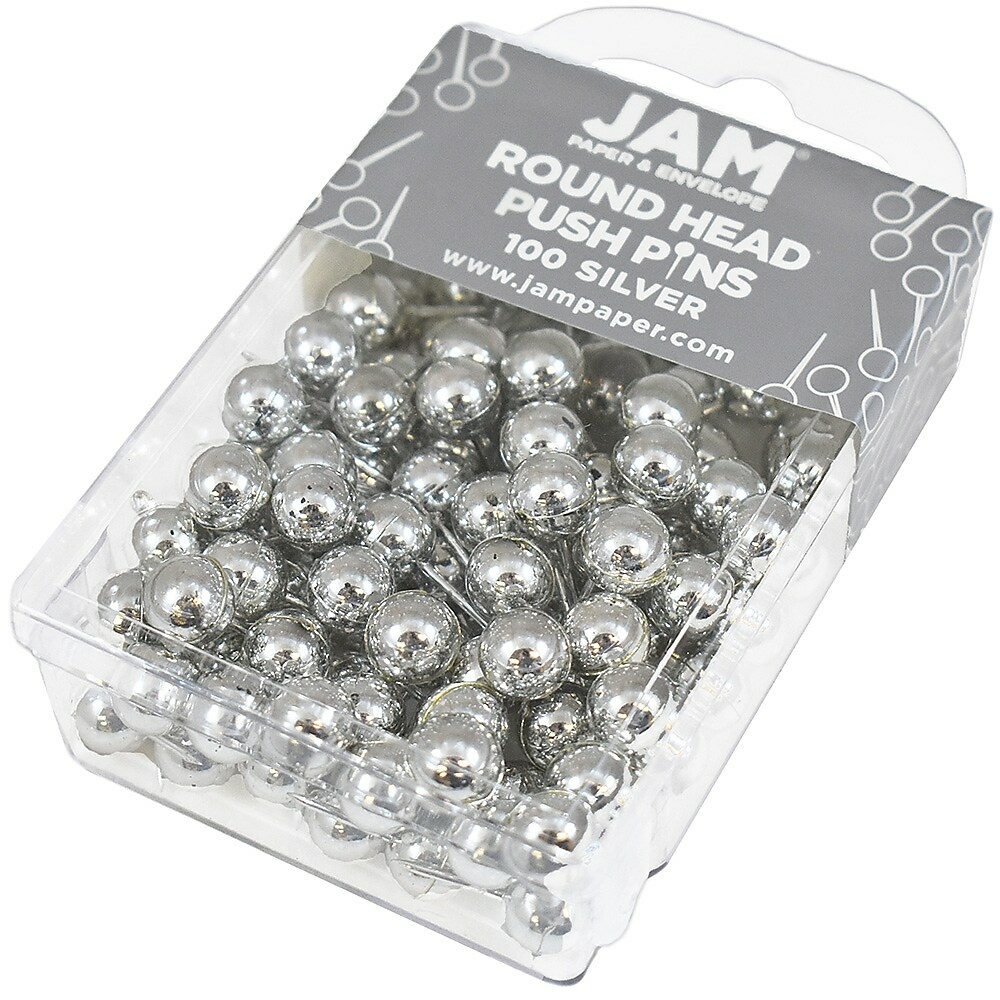 Jam Paper Push Pins - Gold Pushpins - 100/Pack