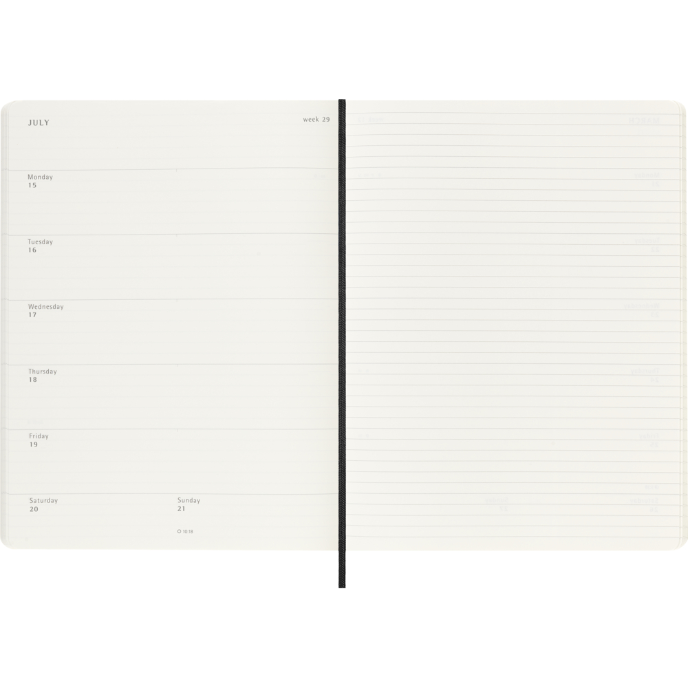  HBGDSB12WN4Y24  Moleskine - 2024 agenda semainier extra large  couverture souple - 7,5 po x 10 po - noir