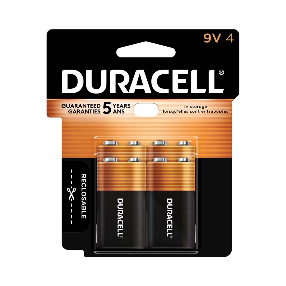 9V Alkaline Batteries, 4 Pack