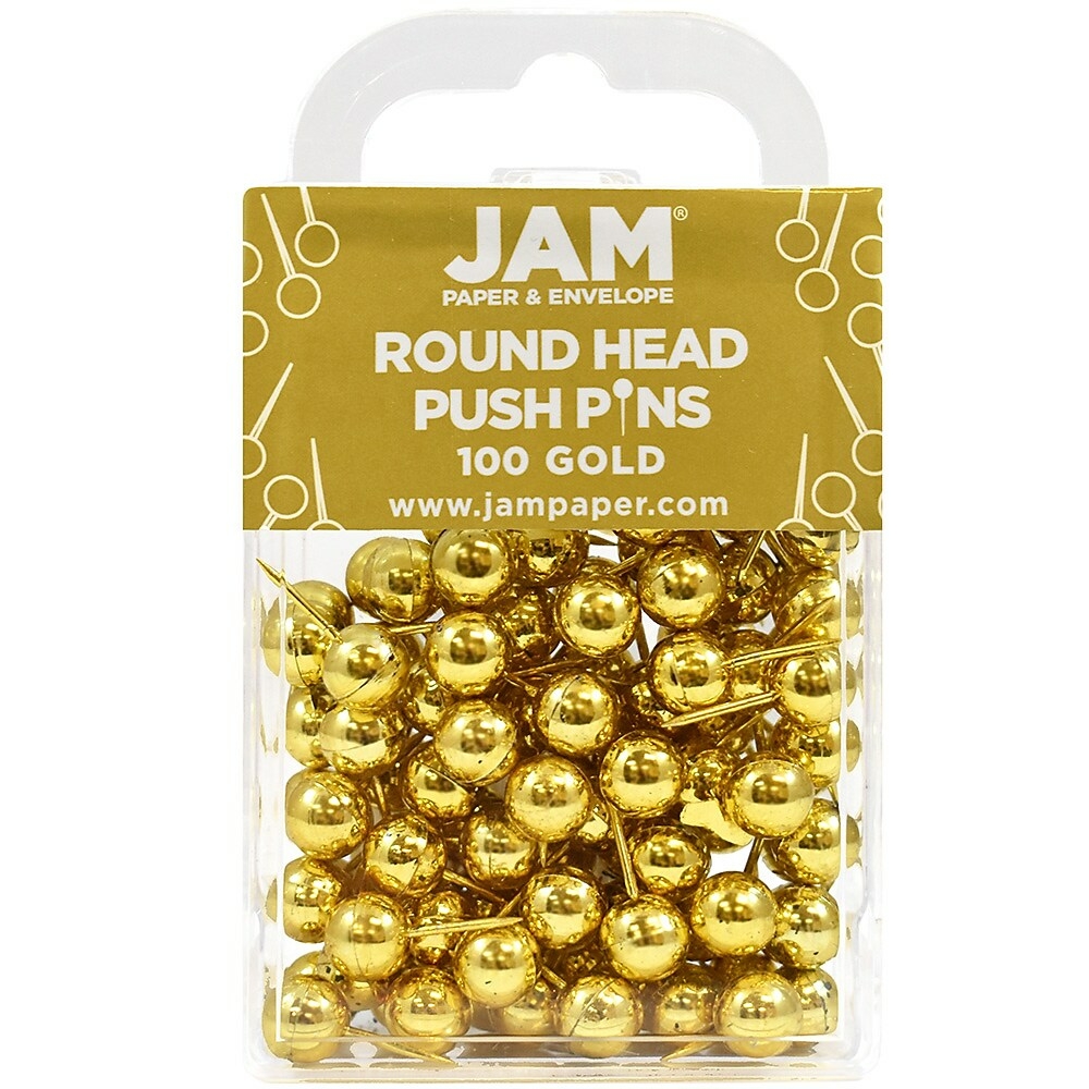 JAM PAPER Colorful Push Pins - Blue Pushpins - 100/Pack