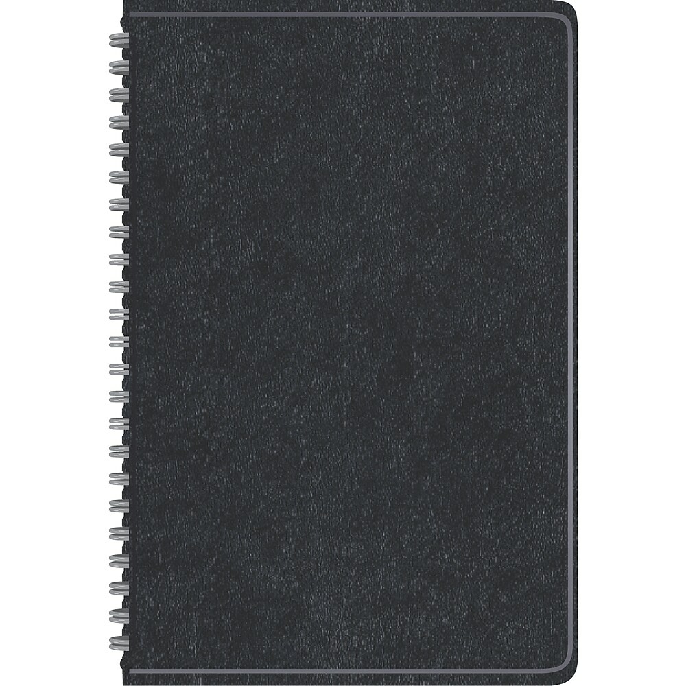  STP19668CA  Staples Undated Wirebound Daily Planner - Black -  4-7/8 x 8 - Bilingual