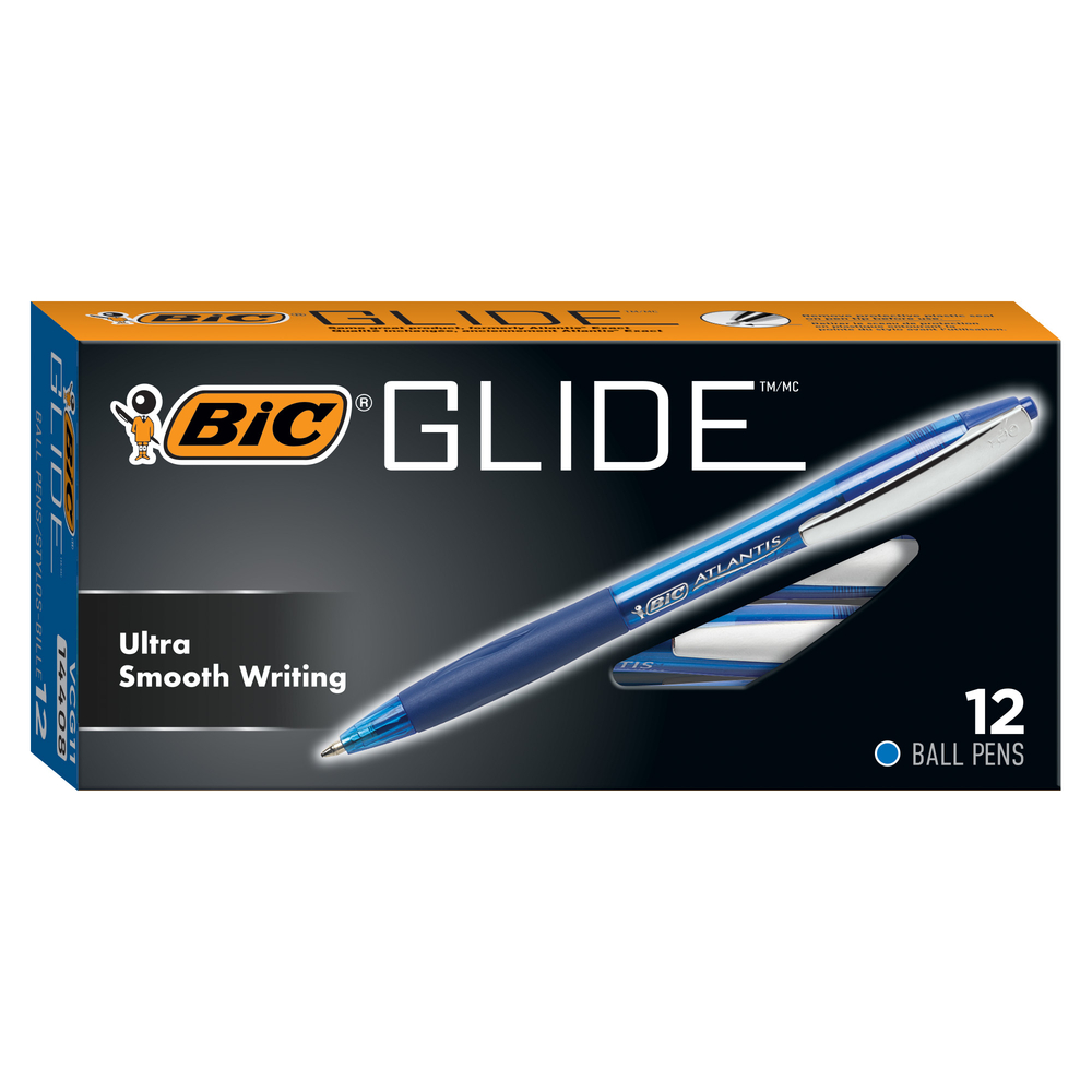  BICVLGB11BL  BIC - Glide Épais Stylo-Bille Rétractable - Point  Gras (1,6 mm) - Encre Bleue