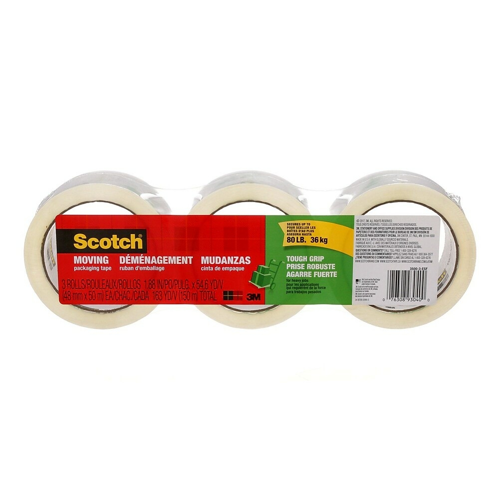  MMM35003ESF  3M - Ruban Scotch de déménagement/emballage, 1,88  po x 54,6 vg, paq./3 (3500-3-ESF)