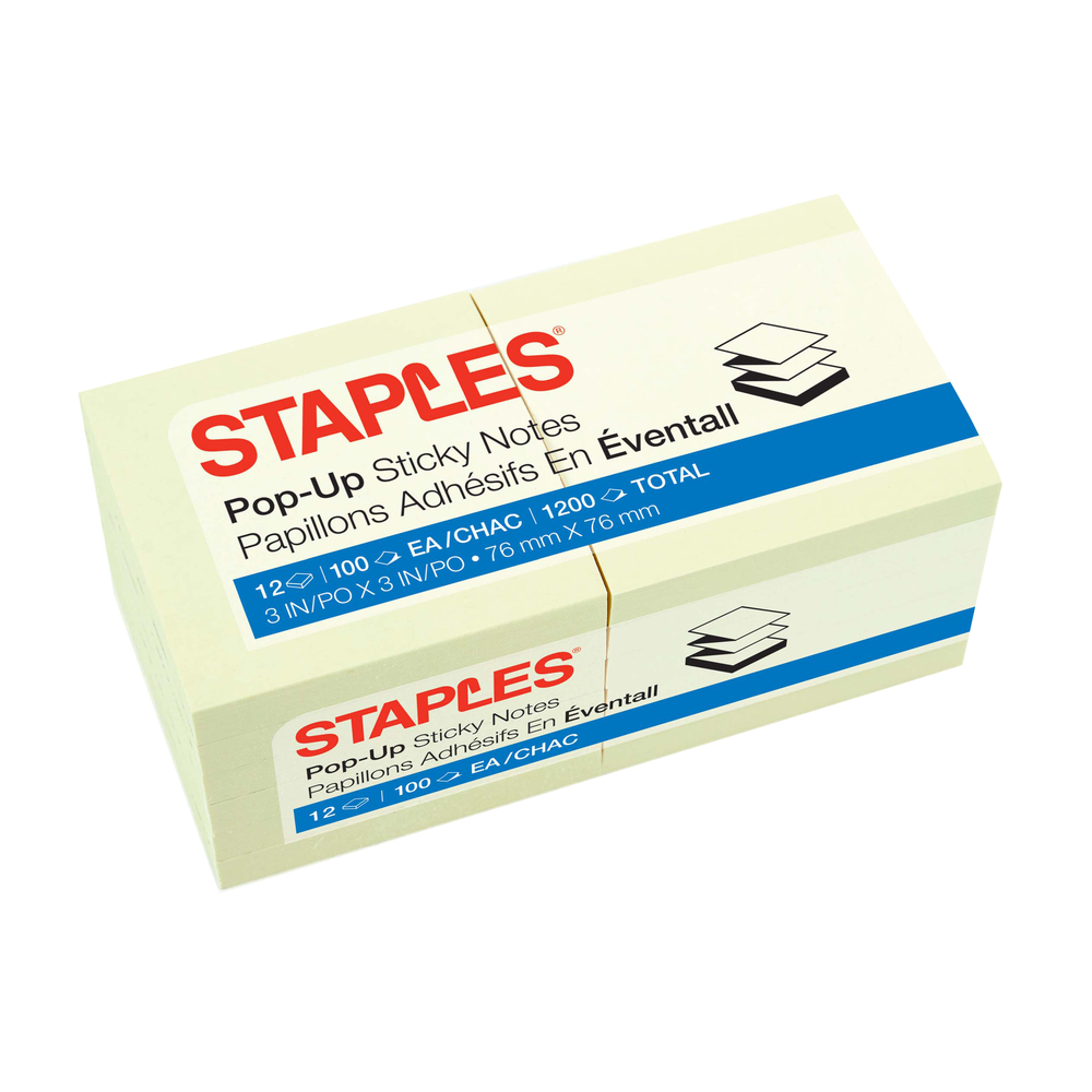  STPS46YR5C  Staples® - Feuillets autocollants recyclés, 4 po x 6  po, lignés, paq./5