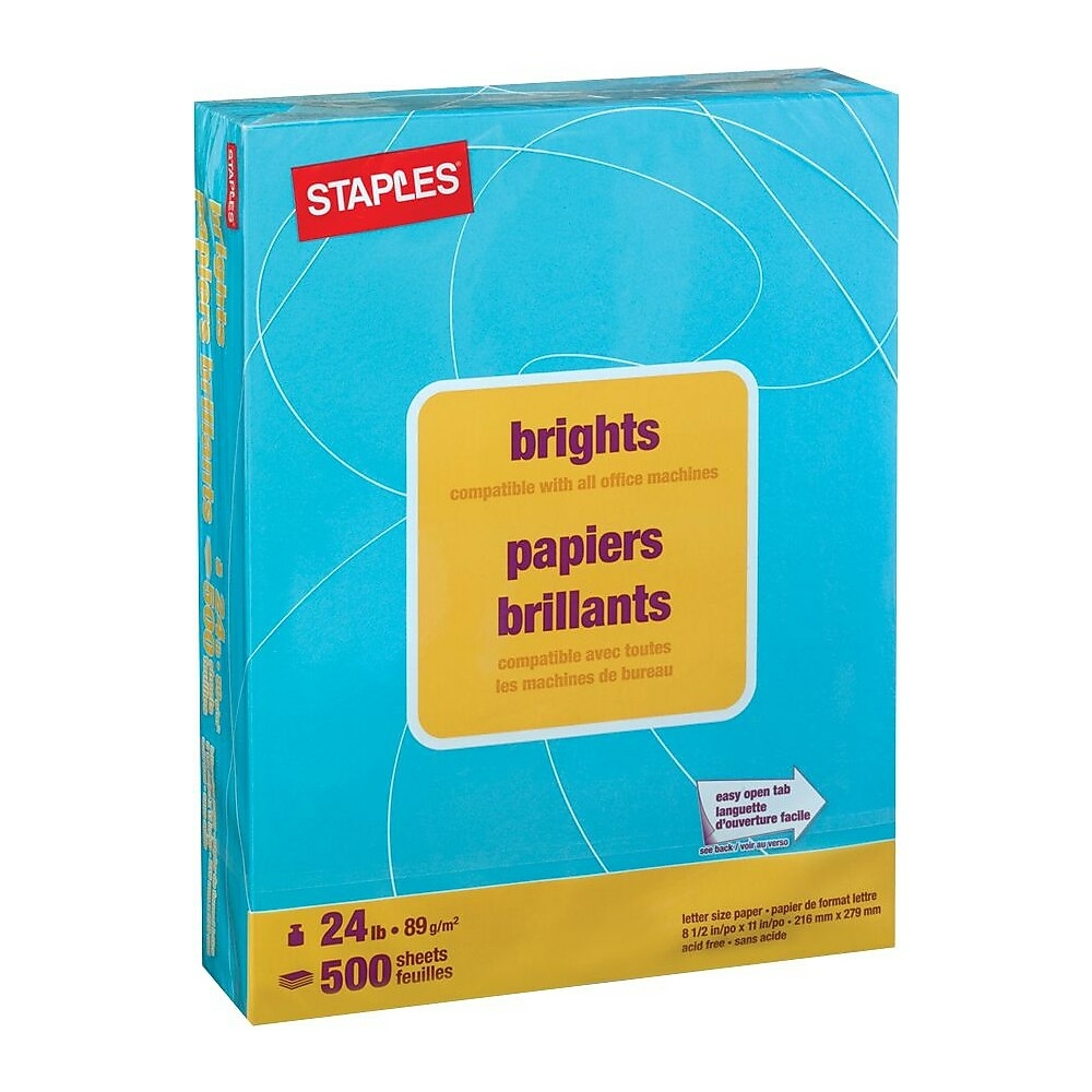 Staples Brights Paper 500 Sheets 24 LB Acid Letter Size for sale