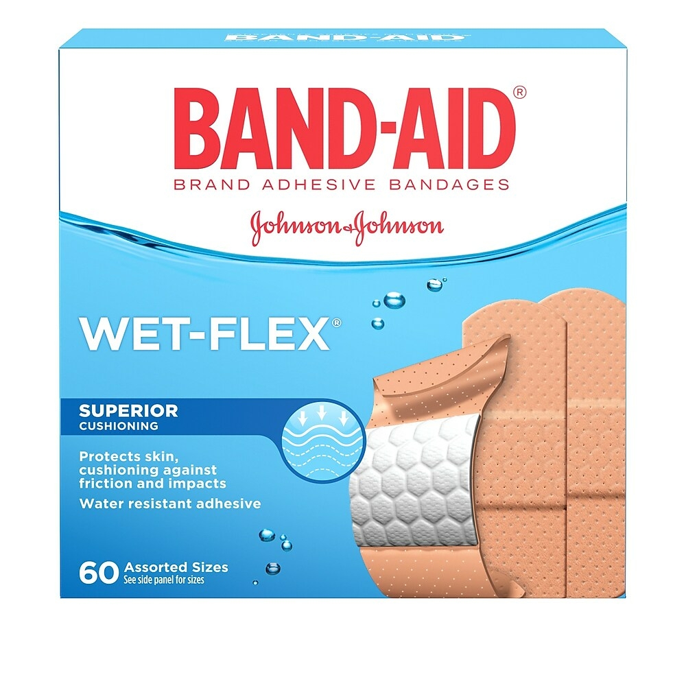  JJJOTCJ2304  BAND-AID Brand WET-FLEX Bandages, Assorted, 60 Pack