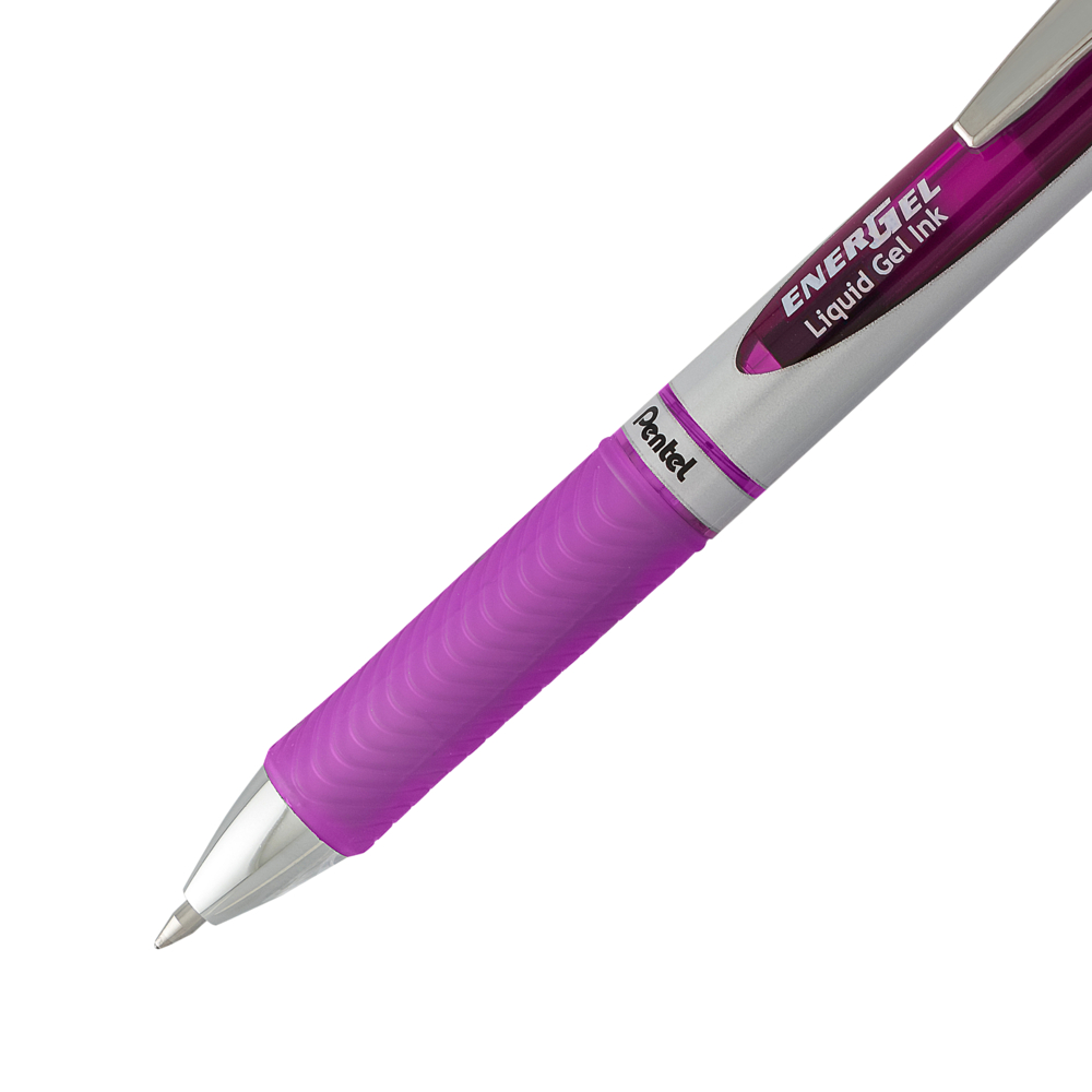  PENBL77BP2V  Stylos gel liquide Pentel Energel, rétractables, 0,7  mm, violet, paquet de 2