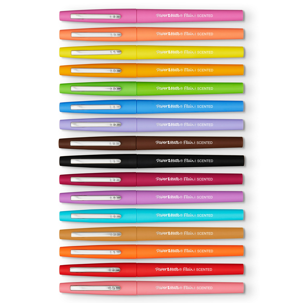 PaperMate - Stylos-feutres Flair, 0.7mm, couleurs variées, paquet de 12