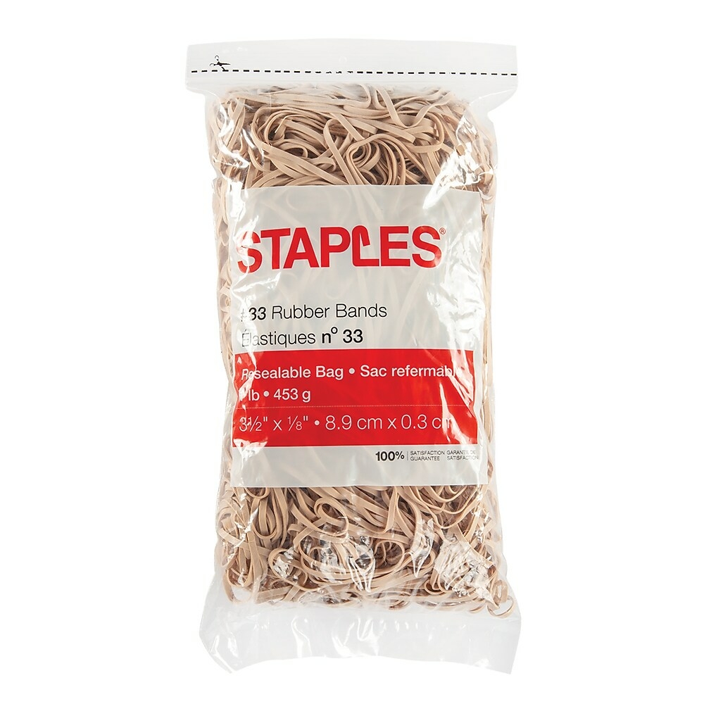 Plasticplace Rubber Bands, Size #33, Approx. 875 (3.5 X 1/8), 1 Lb, 16  Oz, Brown