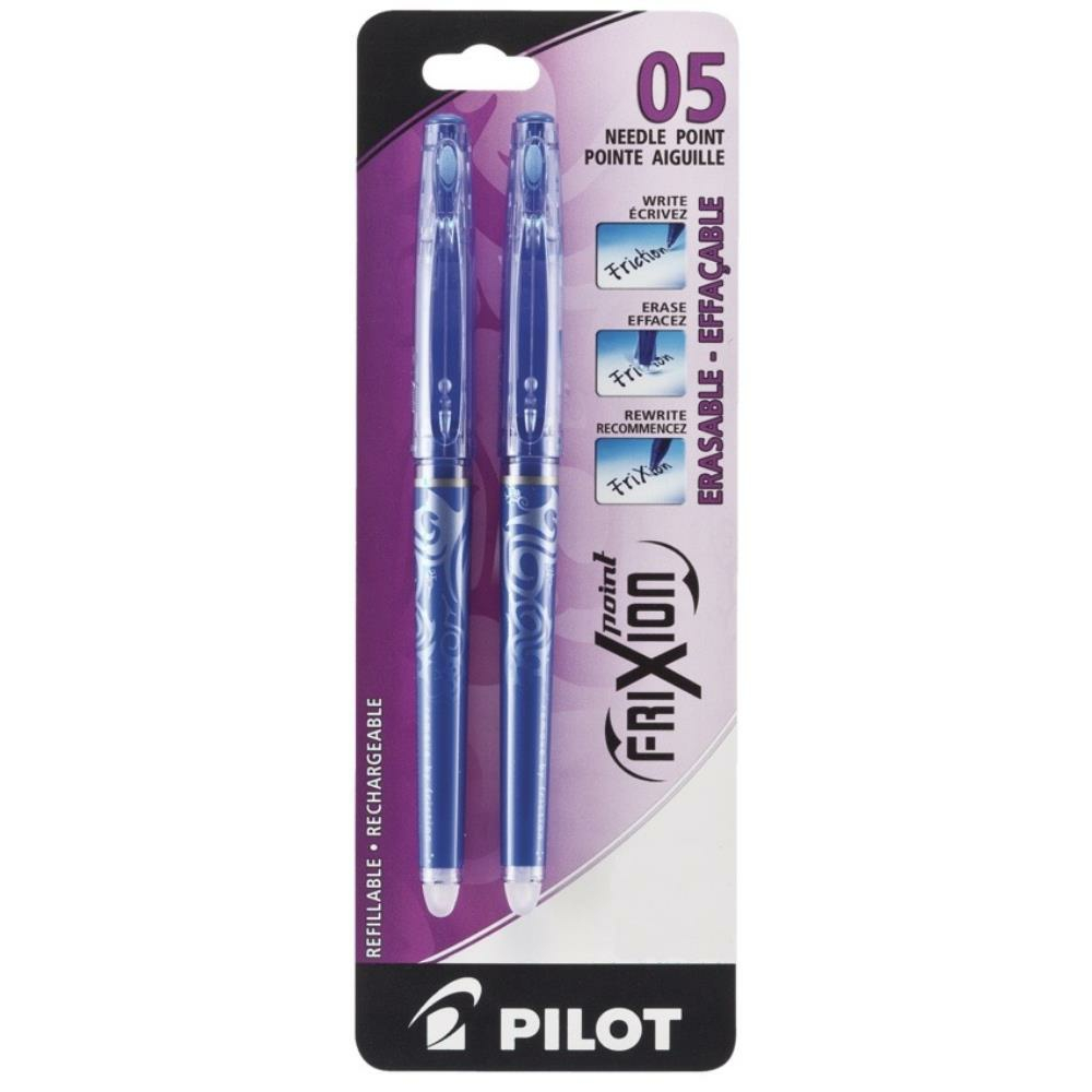  PILFRP5L2  Pilot – Stylos effaçables Frixion Point à encre gel,  pointe très fine, 0,5 mm, bleu, paquet de 2
