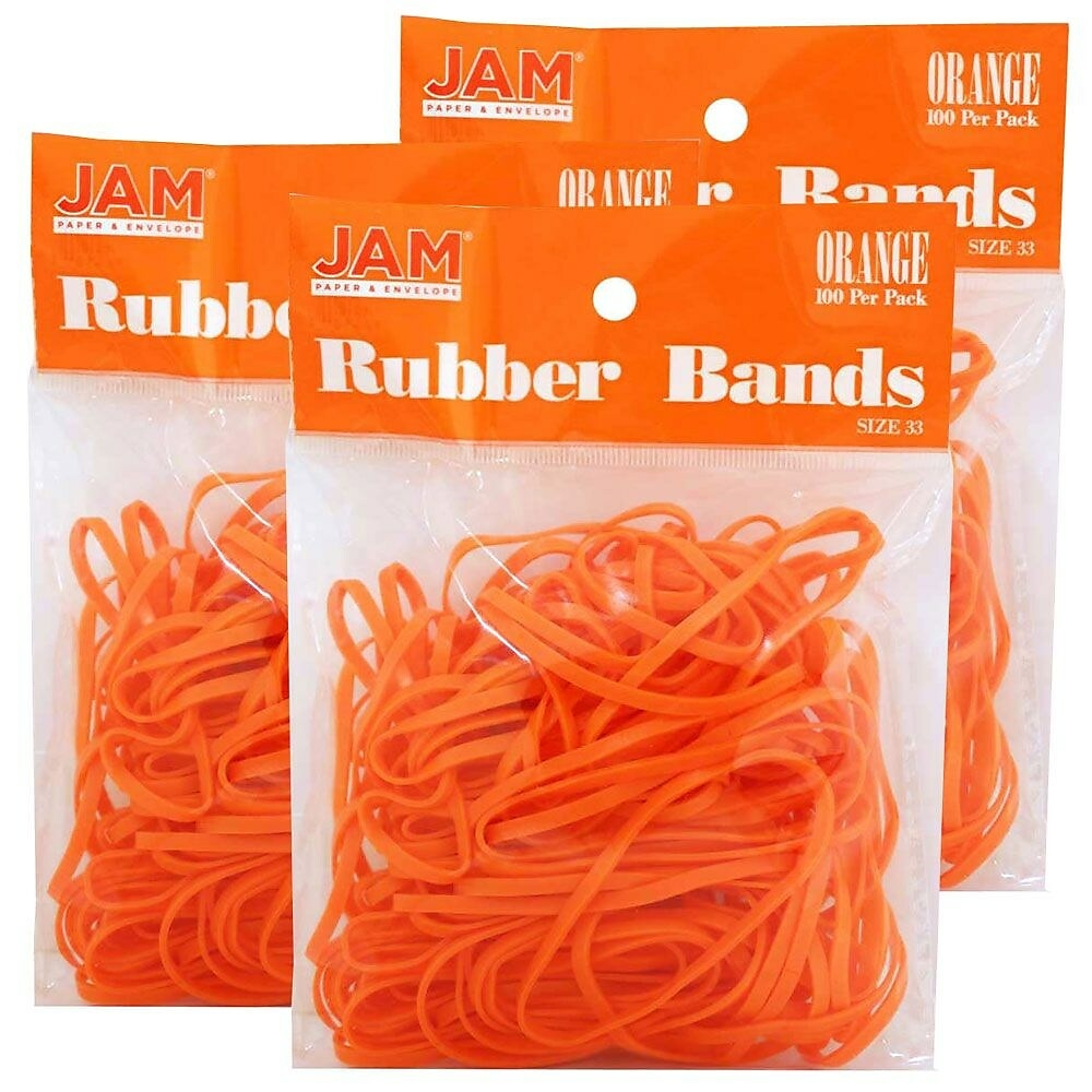  JPD333RBORG  JAM Paper Rubber Bands, #33 Size, Orange Rubberbands,  300/Pack (333RBorg)