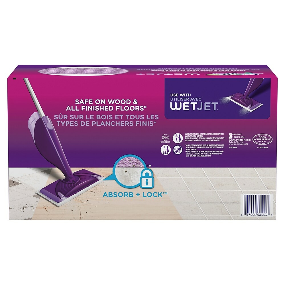  PGT08443  Swiffer - Recharge de coussins pour balai vaporisateur  WetJet nettoyant pour planchers multi-surfaces, Paquet de 24