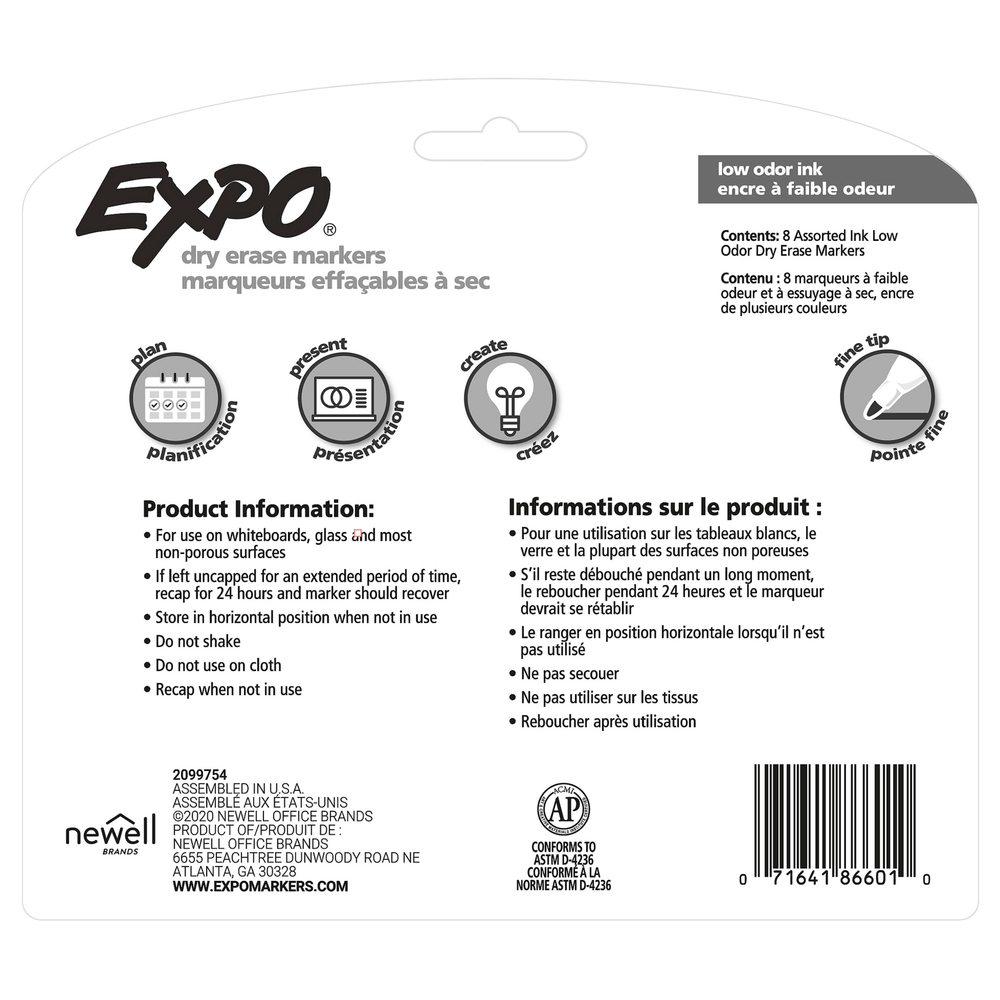  SAN86601C  Expo Low Odour Dry Erase Markers - Fine Tip