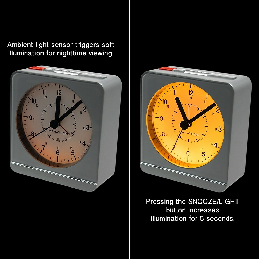 Analog Desk Alarm Clock with Auto Backlight