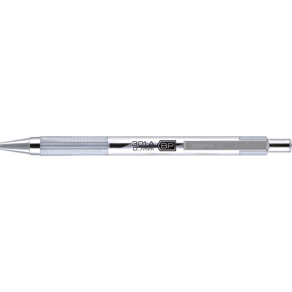 Zebra F-301 Stainless Steel Ballpoint Pen - 0.7 mm - Black Ink