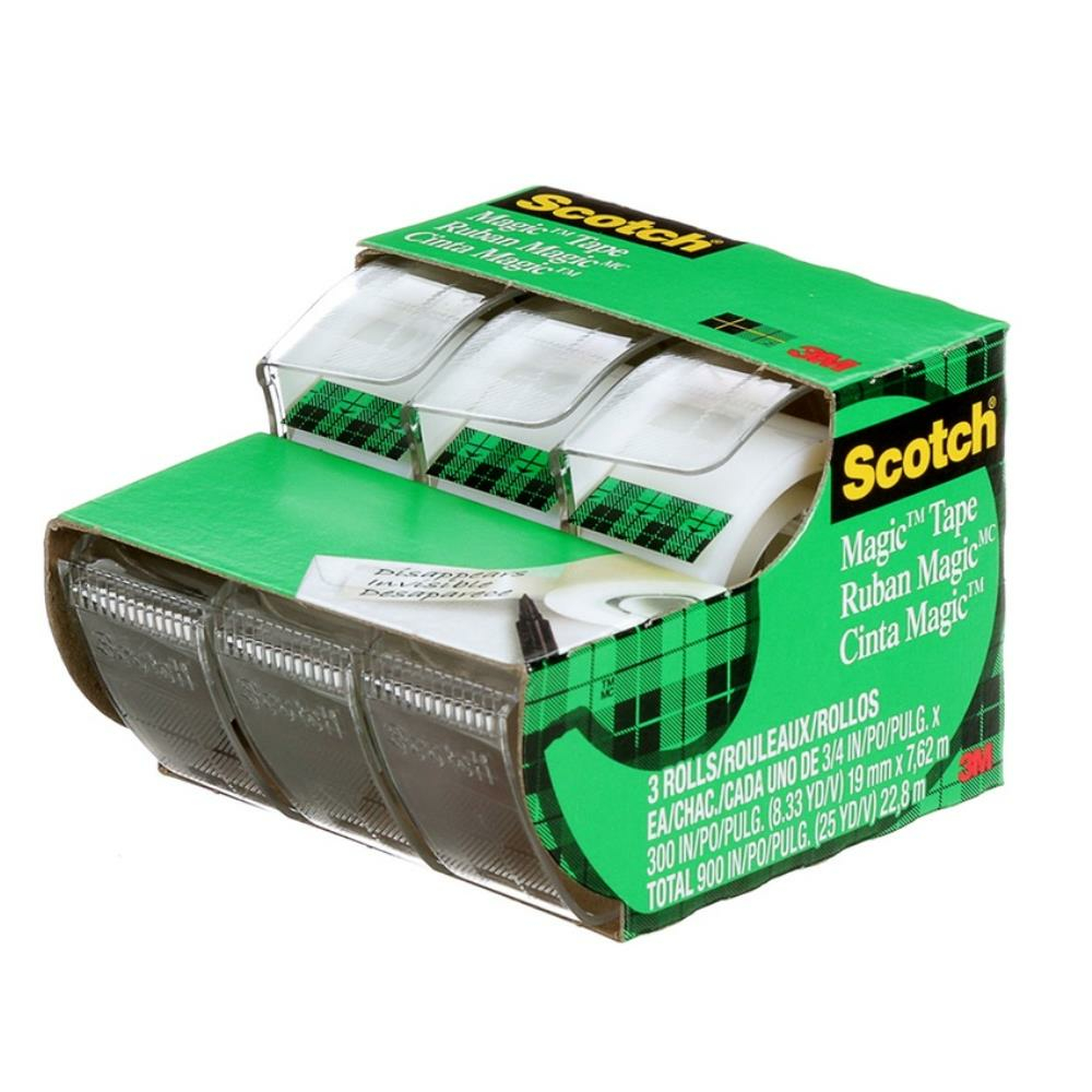 Scotch Magic Tape, Invisible, 4 Tape Rolls With Dispensers 