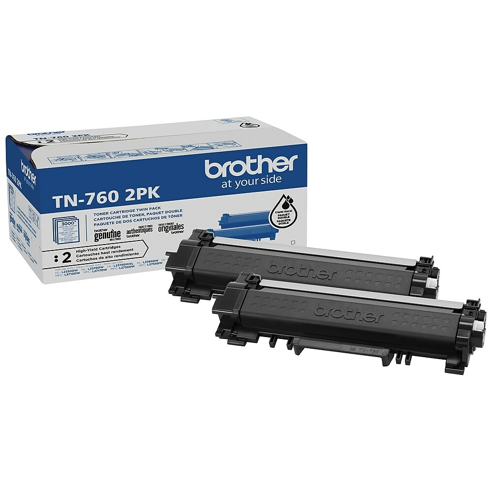 2PK High Yield TN760 Toner Cartridge For Brother MFC-L2710DW L2395DW  HL-L2370DW