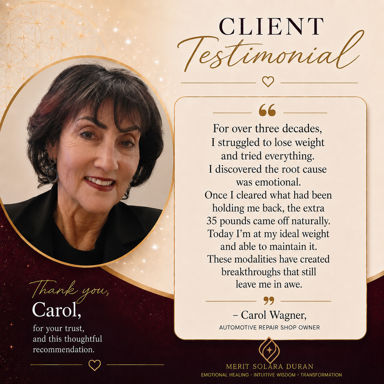Carol, member of the School for Intuitive Ascension community