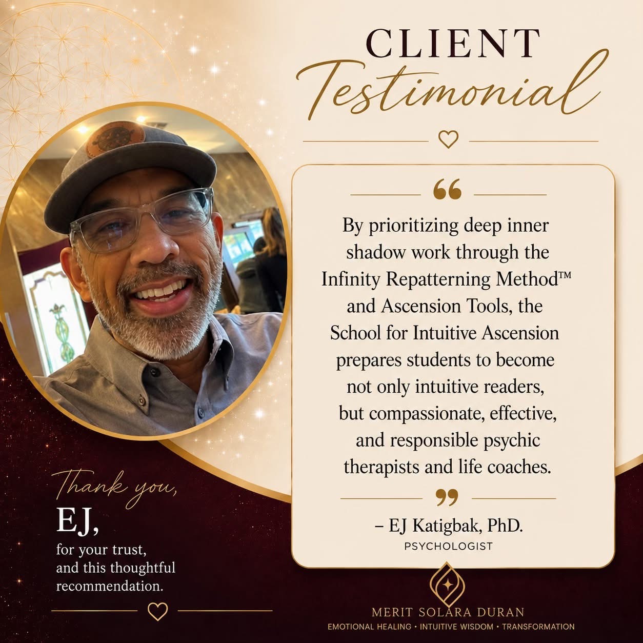 EJ, member of the School for Intuitive Ascension community