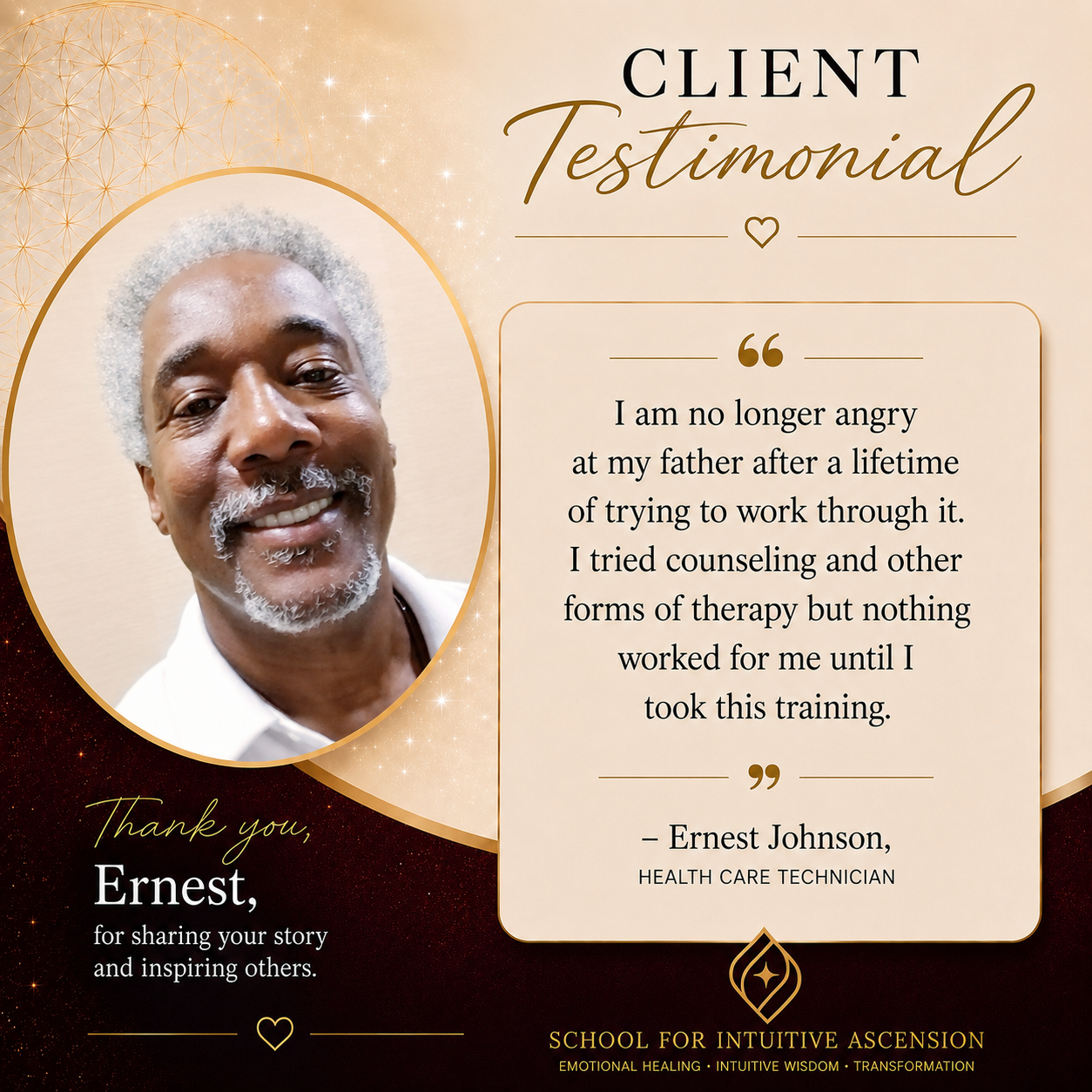 Ernest, member of the School for Intuitive Ascension community