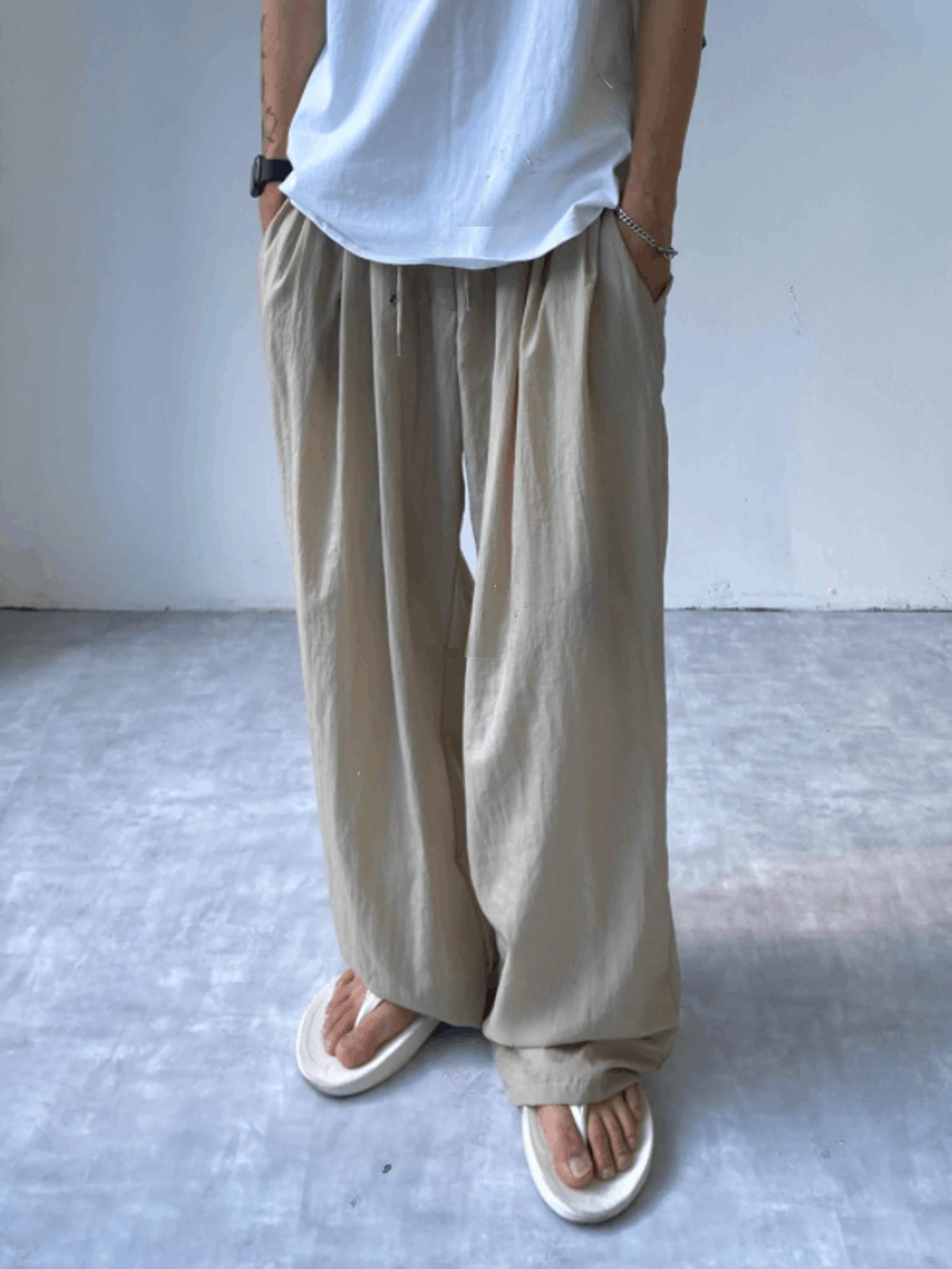 디자인바이영민 Unisex Best 25SS 포스트맨 나일론 밴딩 팬츠