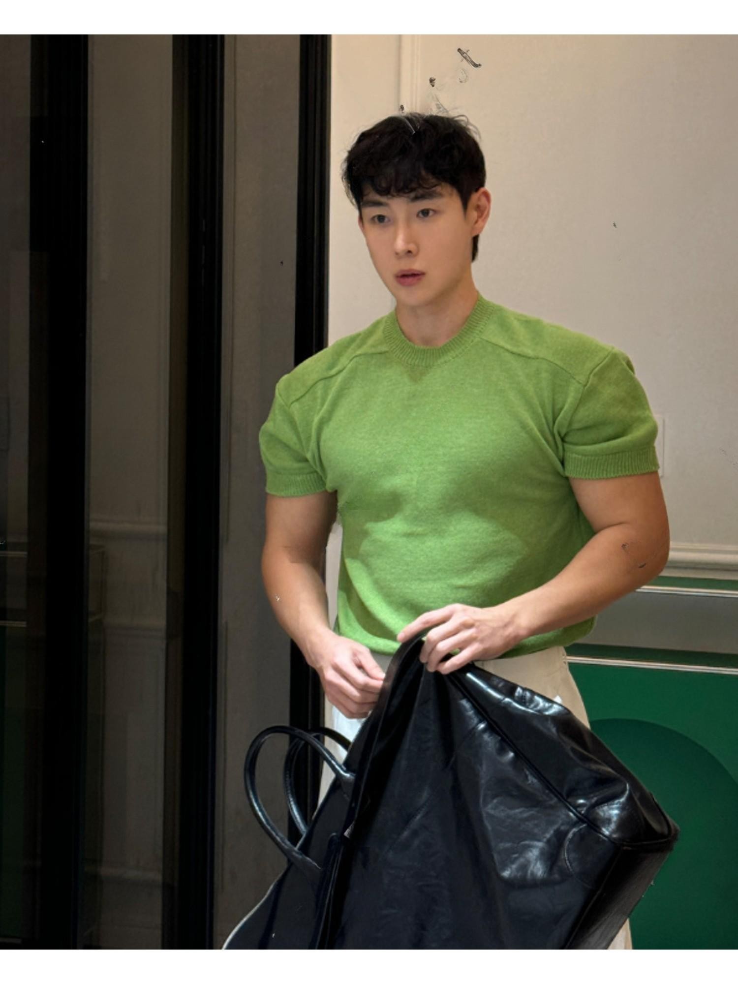 로프 린넨 반팔 니트