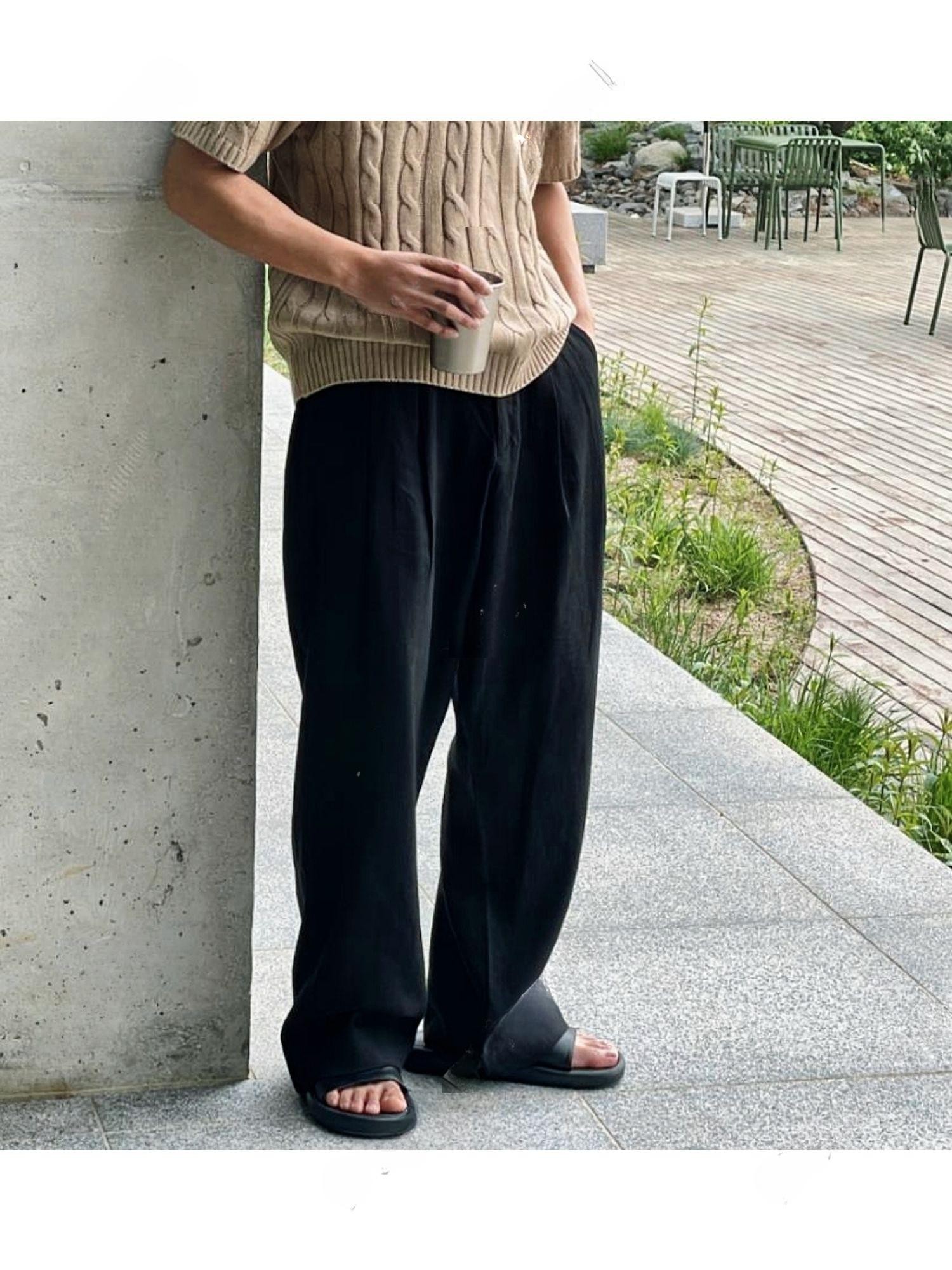 everick에버릭 린넨투턱l슬랙스 린넨슬랙스 여름슬랙스 린넨 와이드린넨 린넨팬츠
