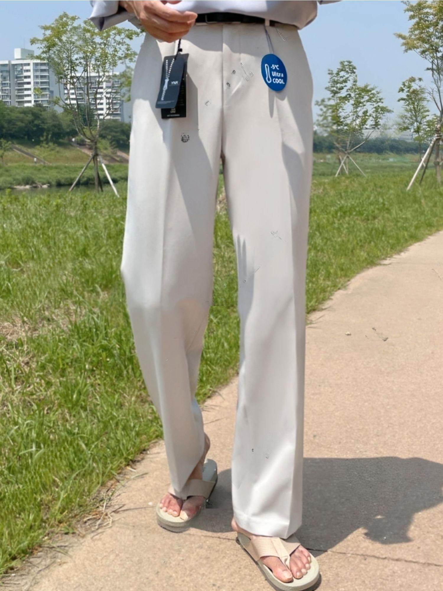 주식회사아도라블 여름 아이스 쿨 핀턱 와이드 슬랙스 링클프리 사방 스판 빅사이즈 팬츠