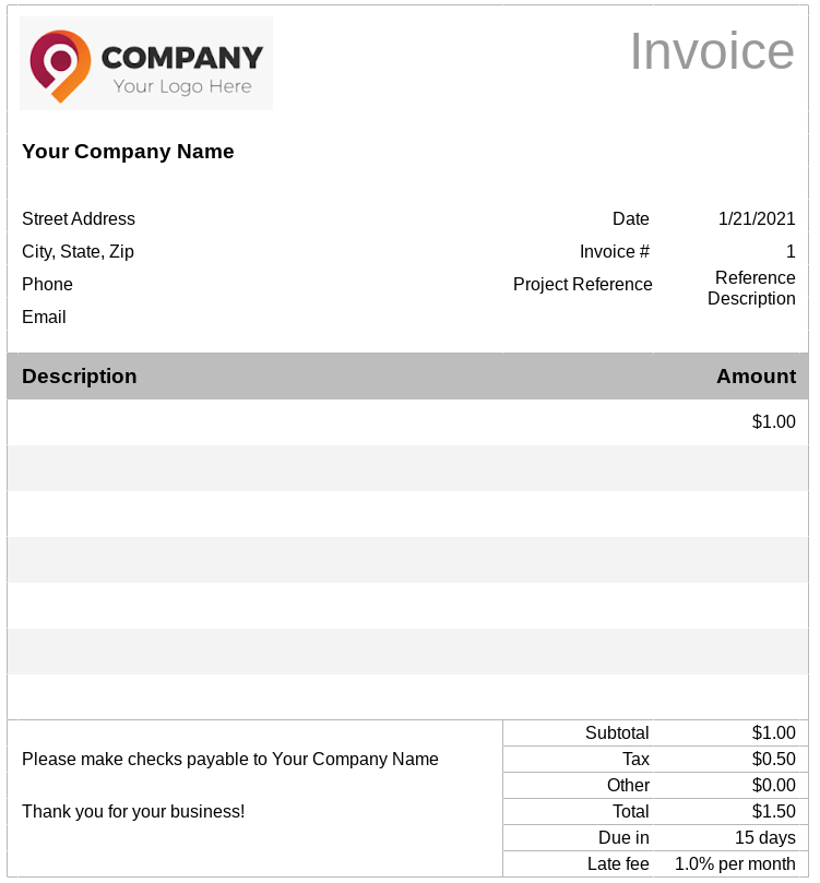 invoice for professional services template