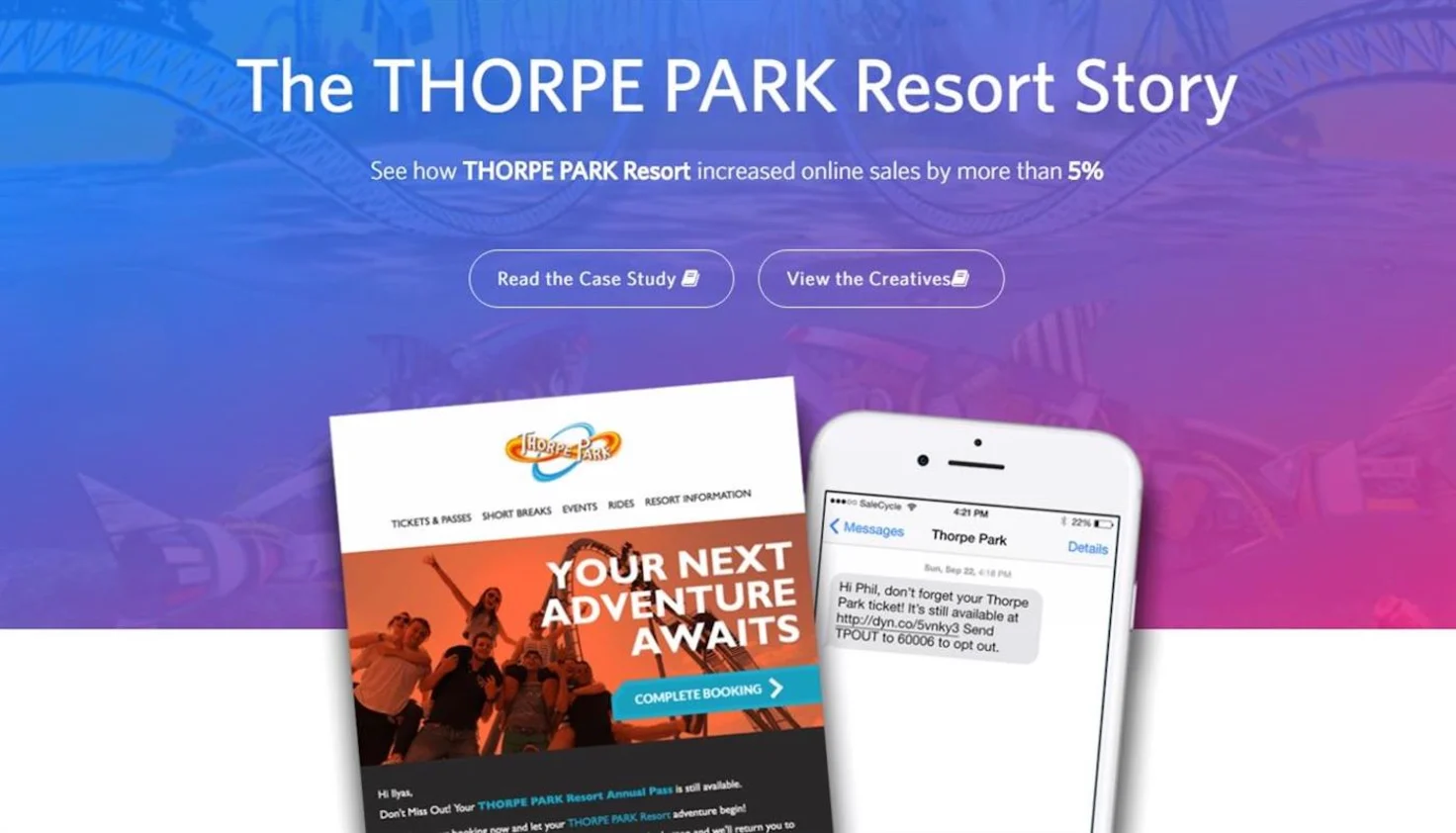 Thorpe park unfinished book sms ecommerce