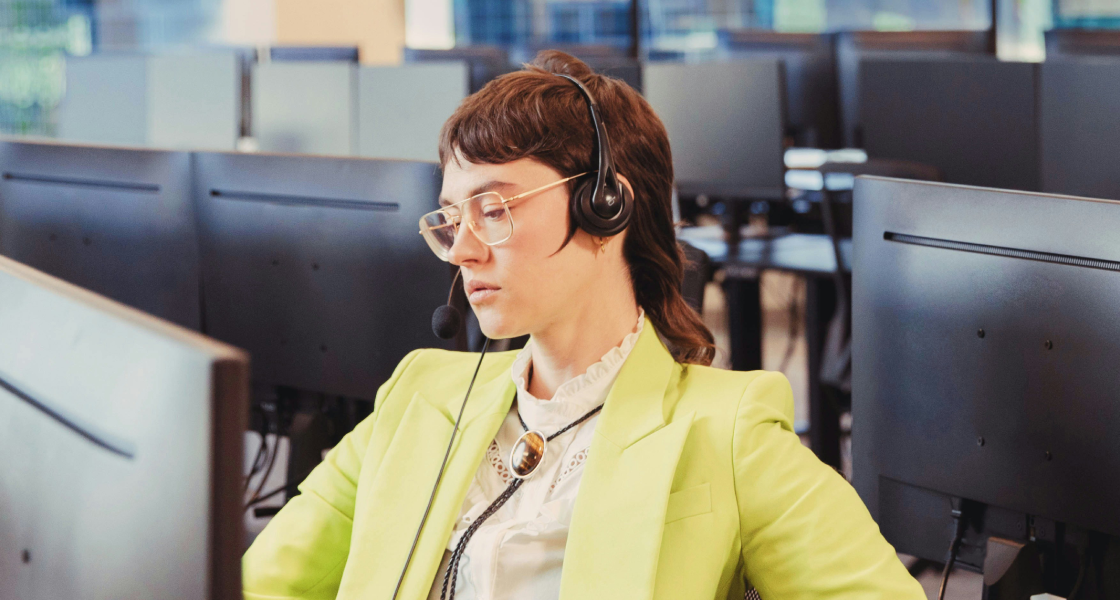 Call center agent at work