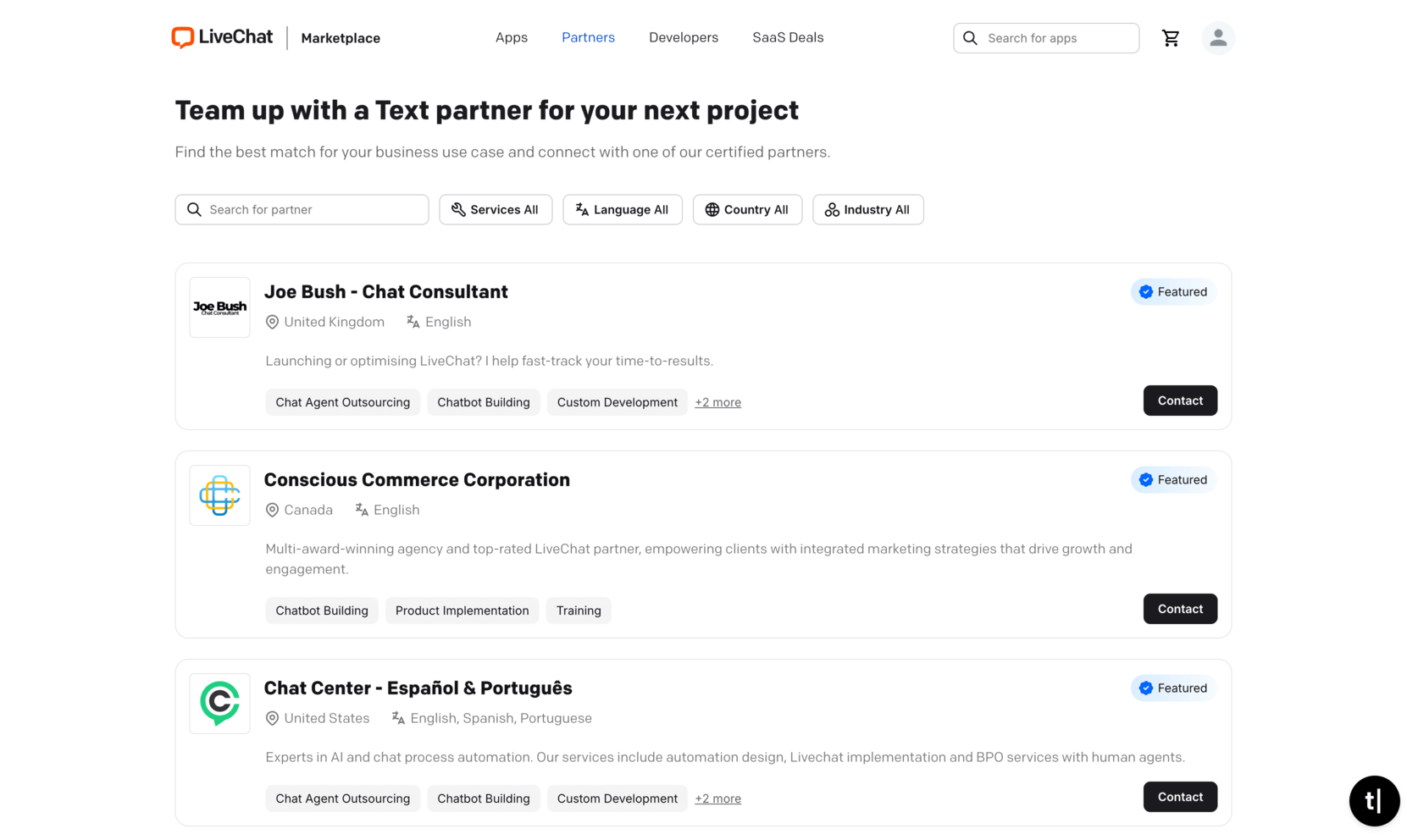 marketplace partner listing