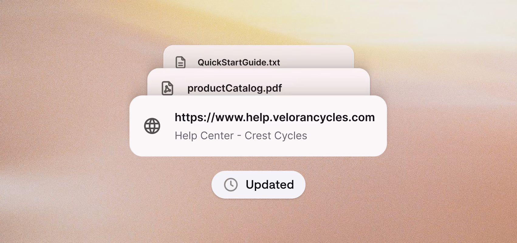 A graphic presenting different sources you can add while setting up your knowledge hub.