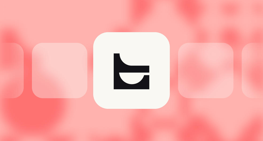 Text logo on a blurred red background