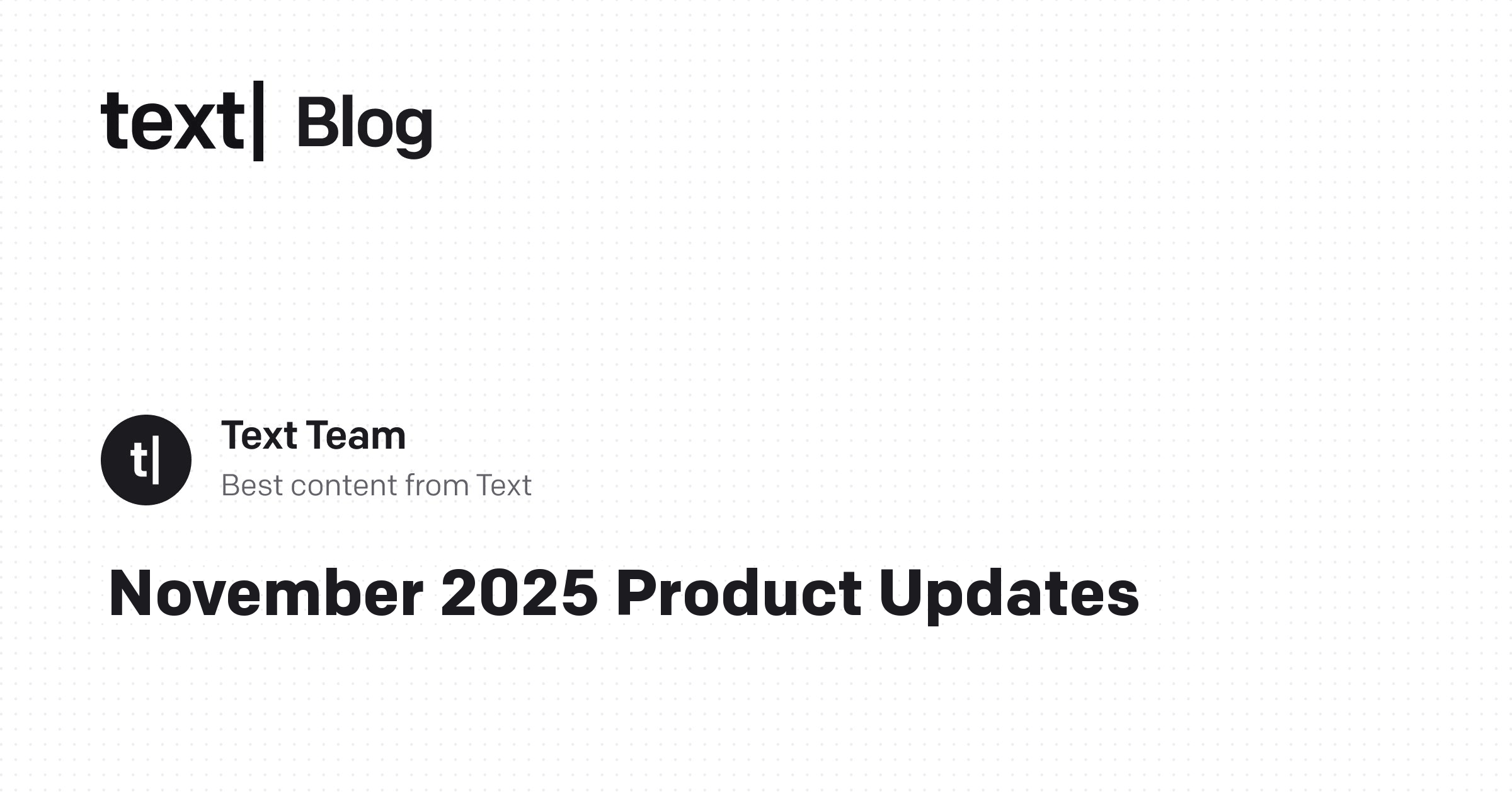 November 2025 Product Updates