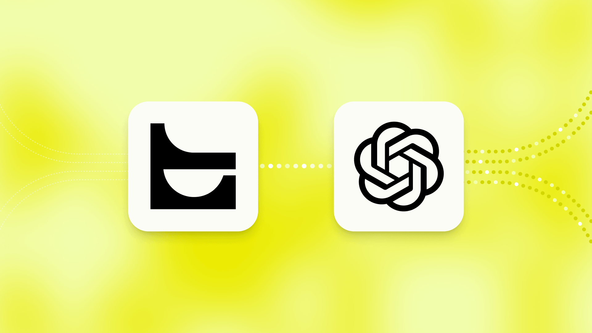 Text logo connected to the OpenAI logo