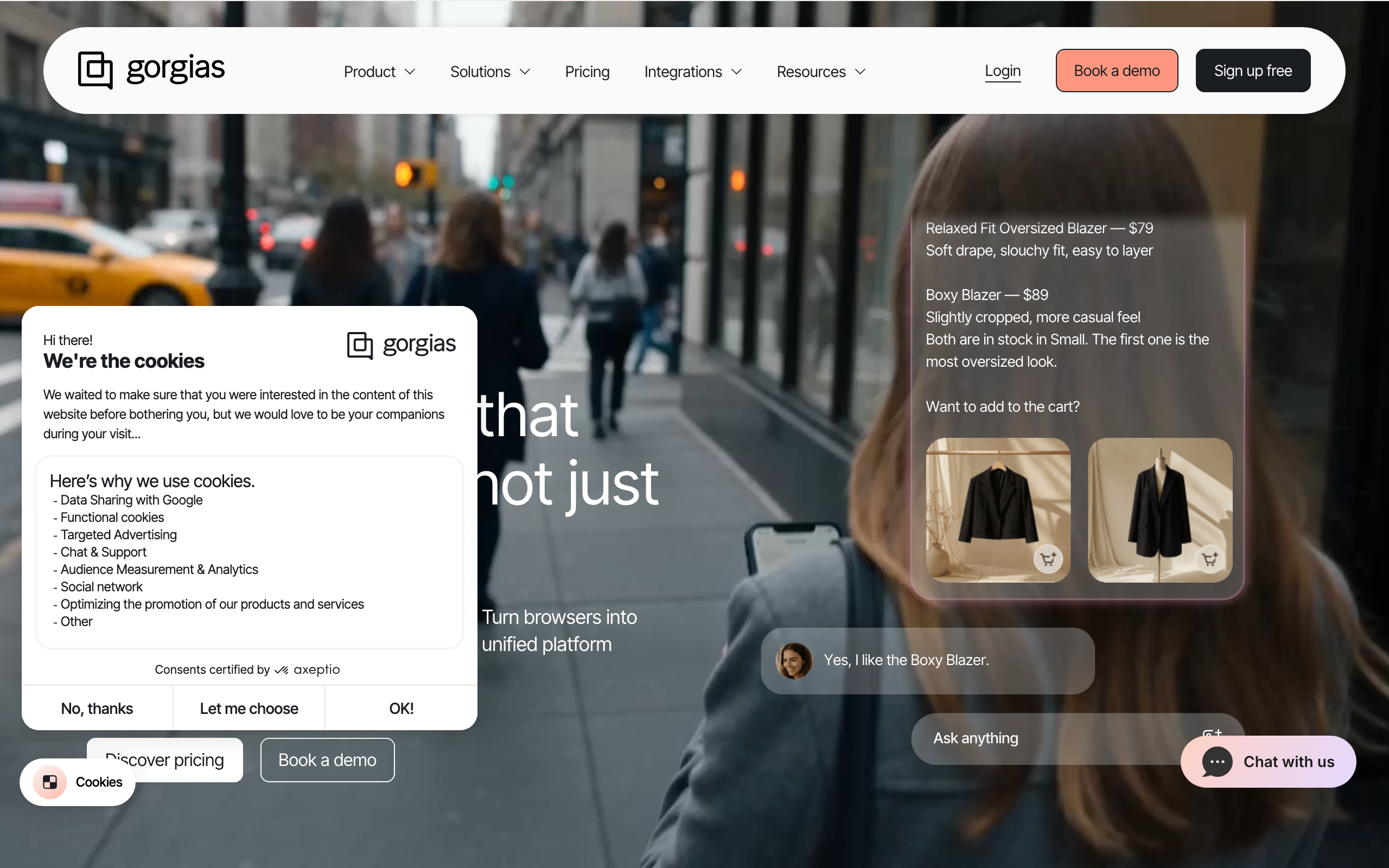 Gorgias homepage for the Conversational AI platform for ecommerce, featuring a hero section, customer logos, product feature cards, testimonials, performance stats, partner integrations, and a call to drive revenue from every conversation.