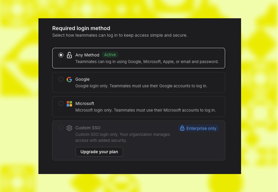 Custom SSO is live for enterprise customers