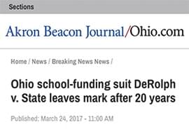 Akron Beacon Journal">Twenty Years after the landmark Ohio supreme court case DeRolph v. State found that Ohio’s method of funding its schools was unconstitutional, Ohio’s Akron Beacon Journal takes a look at the progress established by the case ruling.