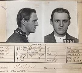 Vintage mugshot from California state prison 1910 of man; W.D. Livingston wanted for forgery. Courtesy of [worthpoint.com](https://www.worthpoint.com/worthopedia/vintage-mugshot-california-state-1841127774)