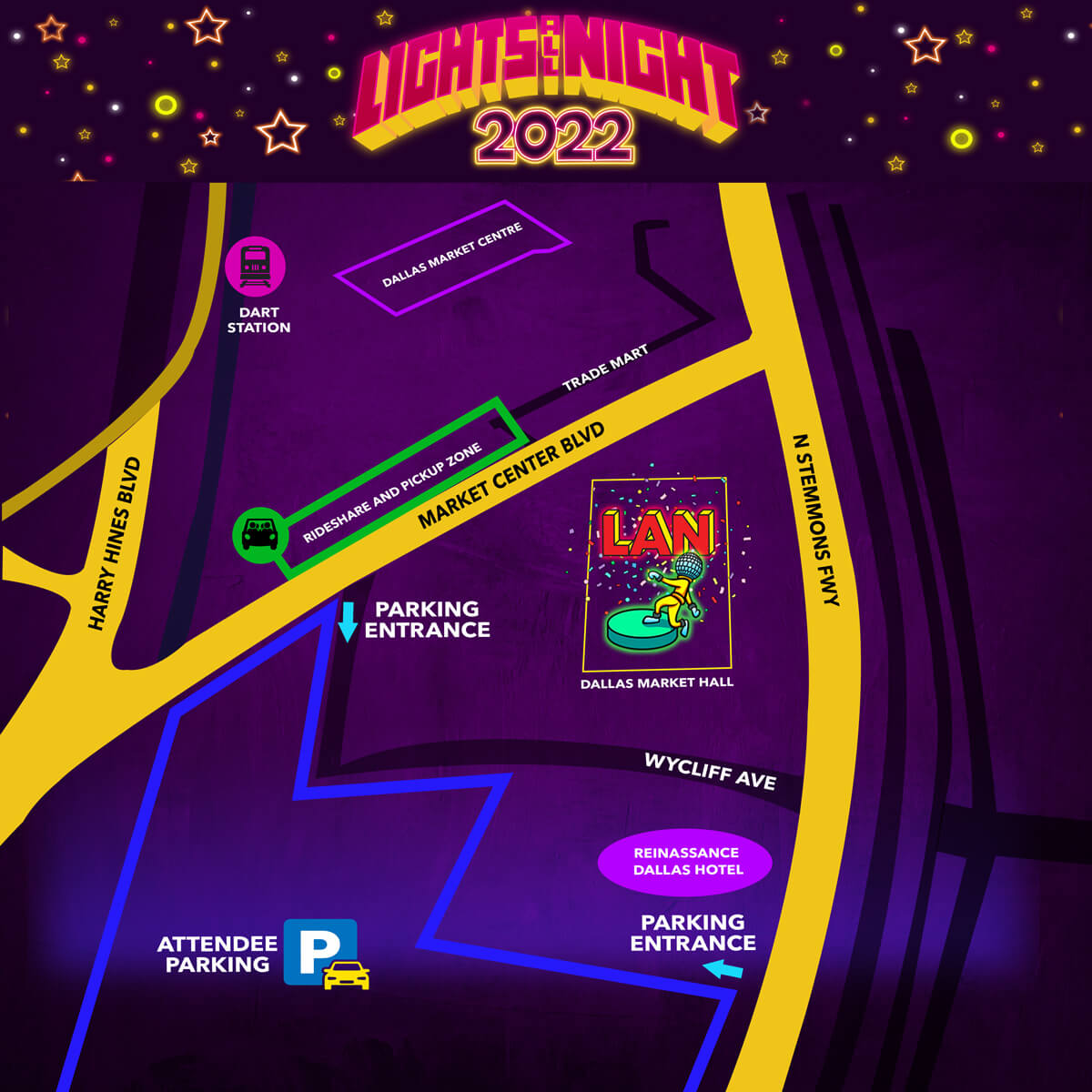 lights all night 2022 parking map