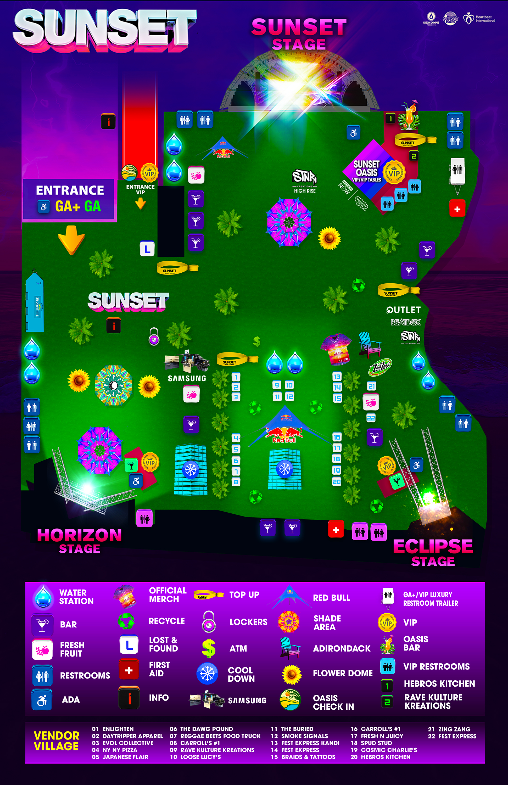 sunset music festival 2022 map