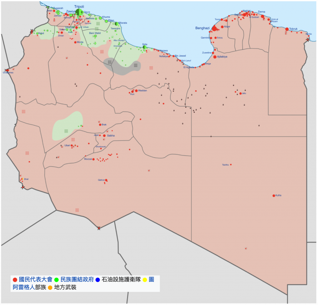 利比亞勢力分佈圖（圖／Ali Zifan／CC BY 3.0）