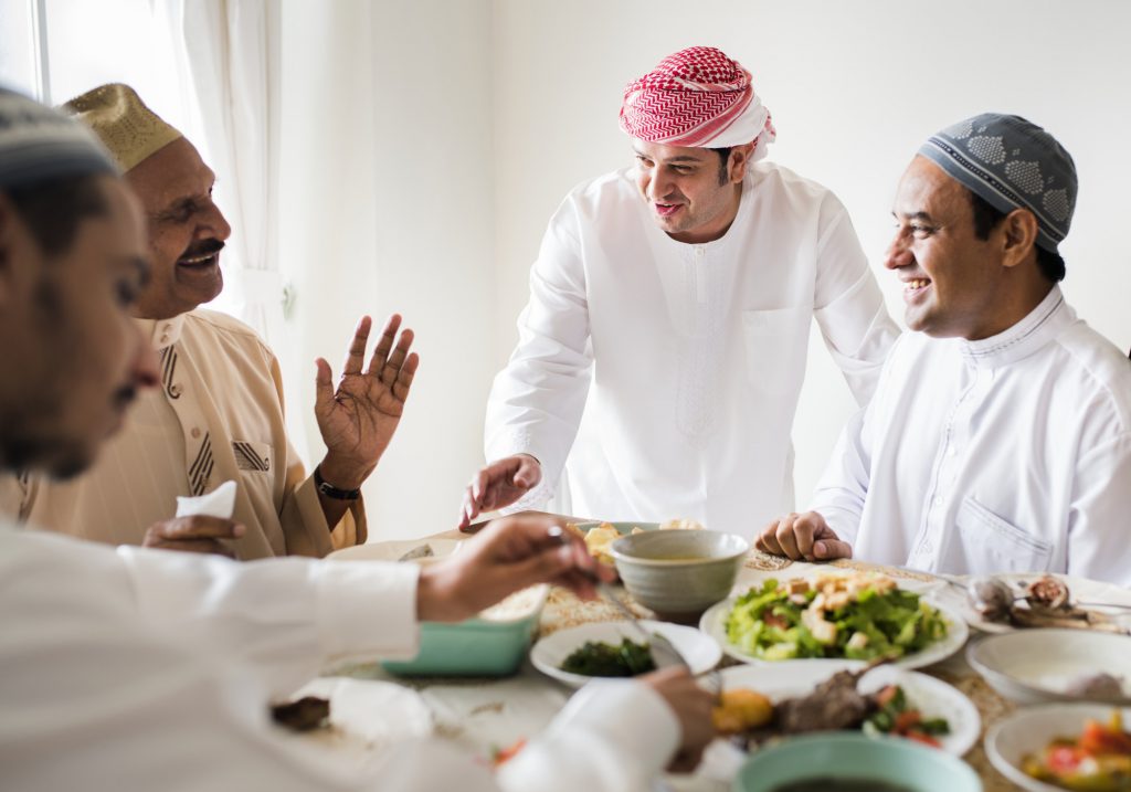 Muslim family having a Ramadan feast